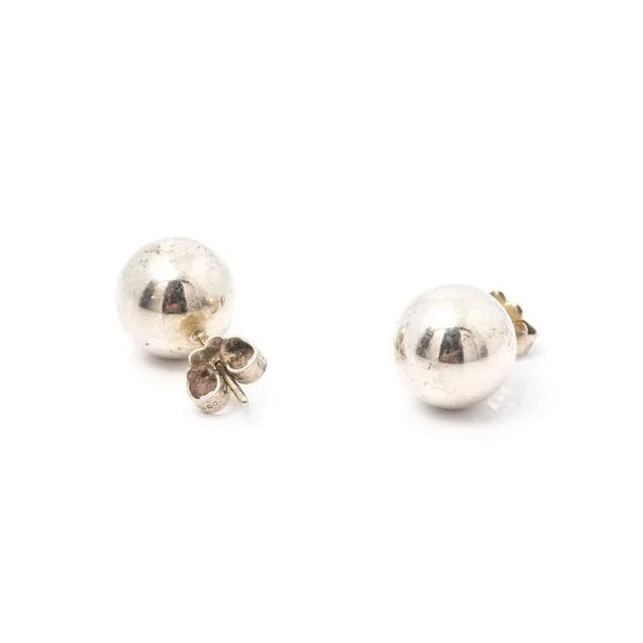 $695 Authentic TIFFANY & Co. Unisex Classic Ball Bead Silver 925 Stud Earrings